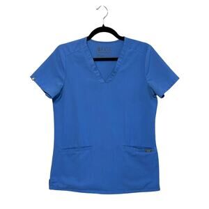 FIGS Casma Three-Pocket Scrub Top Women's Sz XS Ceil Blue Healthcare Medical
